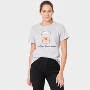 Mother’s Day T-Shirt Tee “Mama Needs Caffeine” Gray Coffee Print Hybrid Apparel